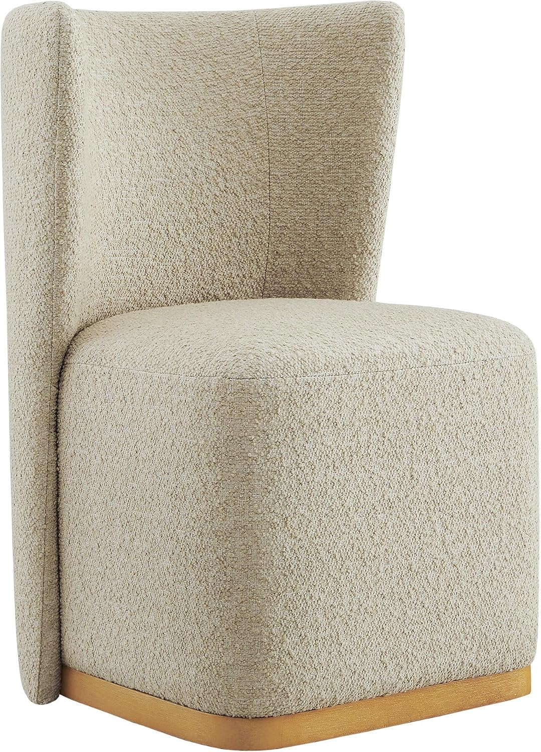 CHITA Upholstered Rolling Dining Chair with Casters Set of 2, Oatmeal | FSC Certified Modern Fabric Dining Chair with Casters, Boucle Dining Chairs for Reading Room Kitchen Dining Room