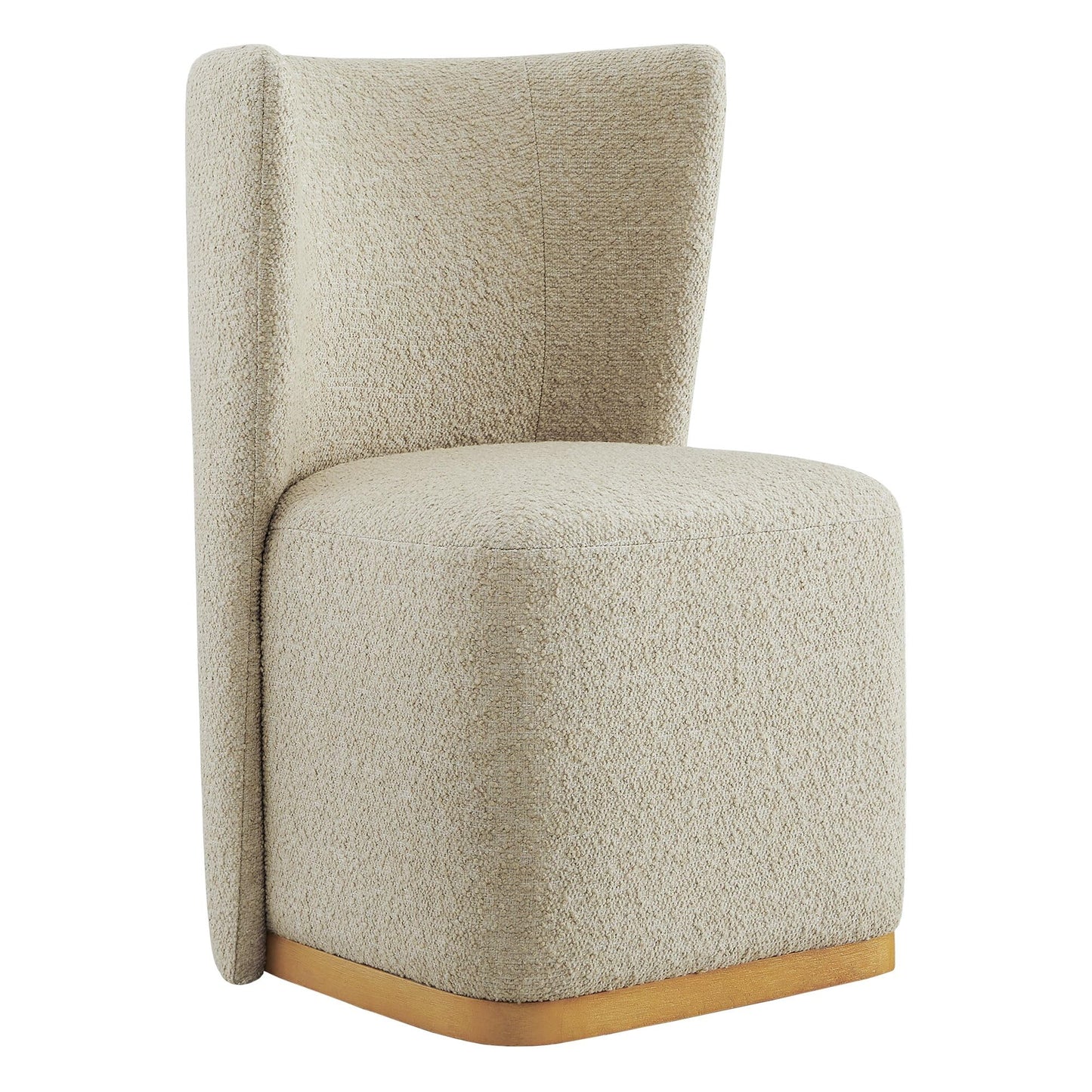 CHITA Upholstered Rolling Dining Chair on Casters Set of 4, FSC Certified Modern Fabric Dining Chair with Casters, Boucle Dining Chairs for Reading Room Waiting Room Kitchen Dining Room, Oatmeal