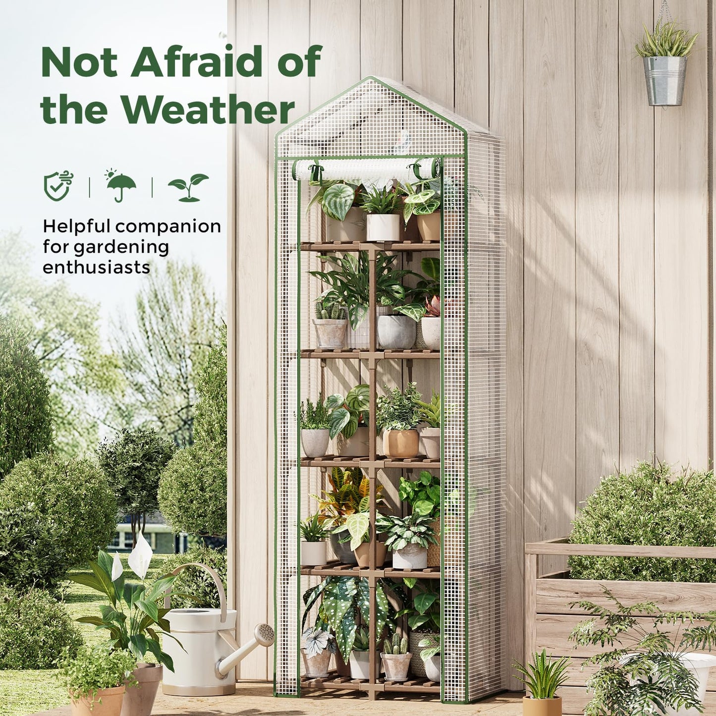 Bamworld 23 x 17 x 54-Inch Mini Greenhouses with Wheels Portable Green House with PE Cover Sturdy Eucalyptus Wood Frame Small Greenhouse for Winter Plant Frost Protection with Sturdy Eucalyptus Frame