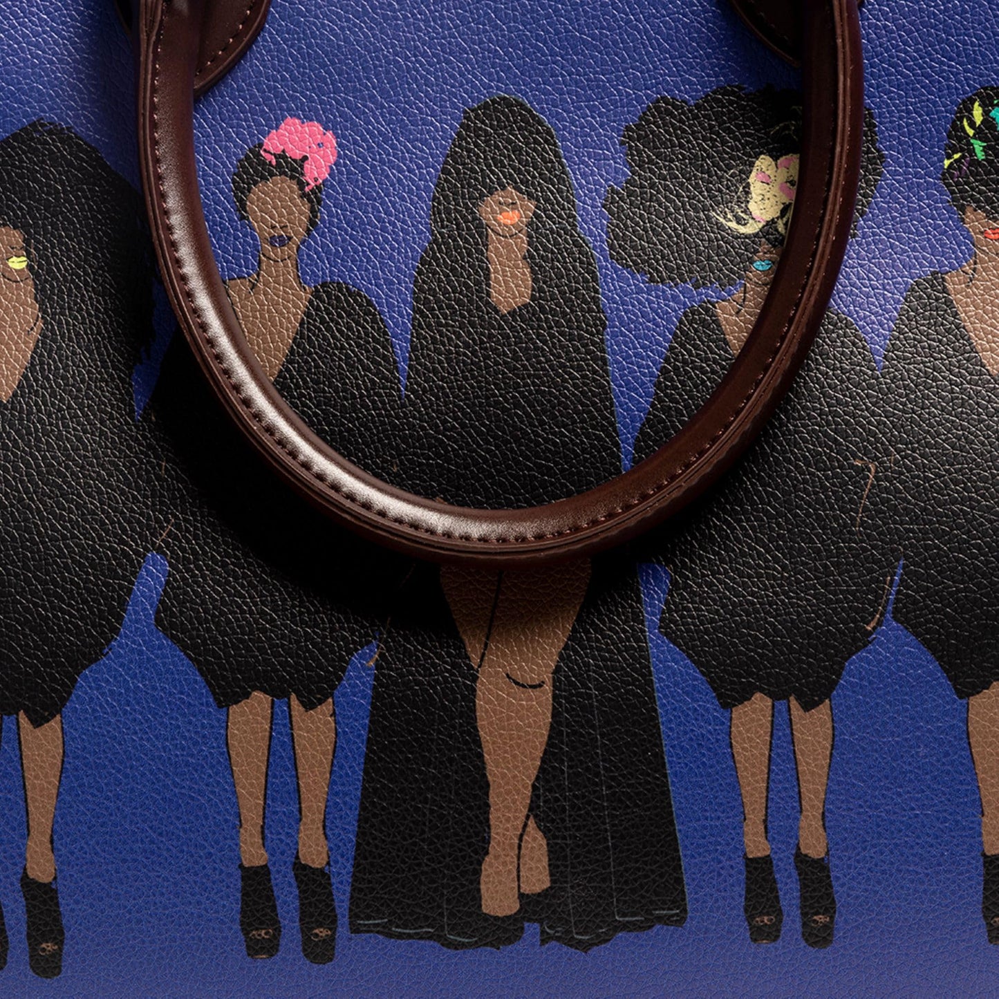 Pardon My Fro Tote Bag for Women – Large Shoulder Bag with Zippered Compartment, Fits Laptop, Mahogany Yellow and Tribe Blue