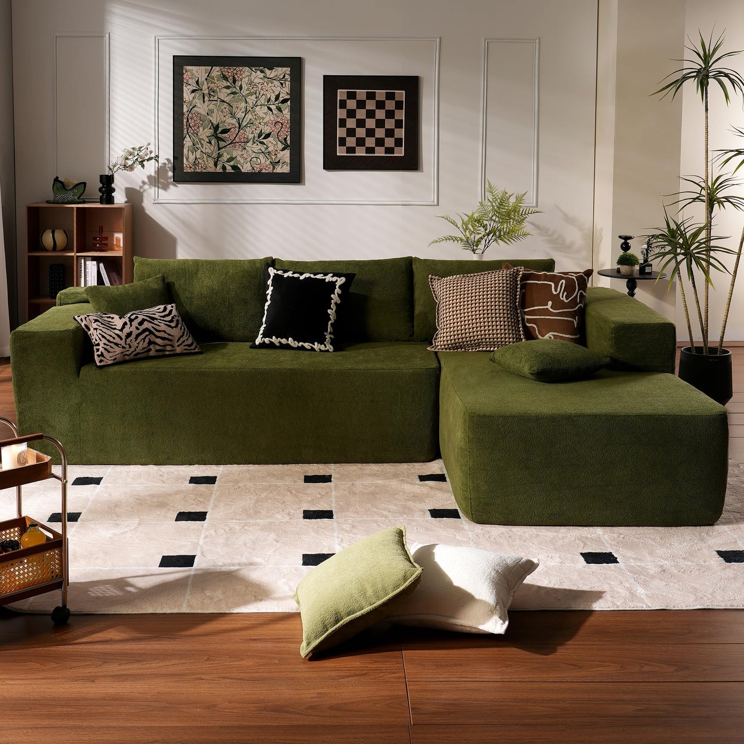 ovios 104" Cloud Sectional Couch with L-Shape Chaise,Modern Modular Sofa with Deep Seat, Upholstered Couches for Living Room Bedroom,No Assembly Required, Black (Corduroy Fabric)