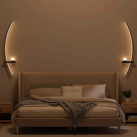 2pcs Modern Adjustable LED Wall Sconce 31.5" Arched Bedside Lamp 3000K Warm Glow