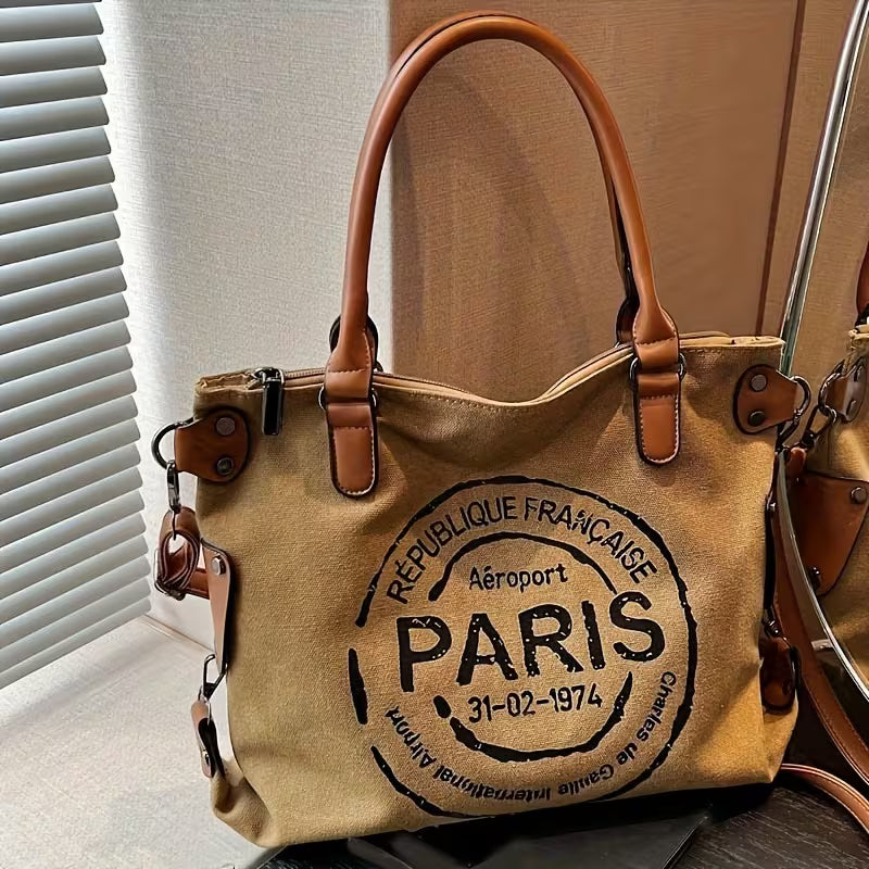 Large Capacity Canvas Tote Bag with Adjustable Strap