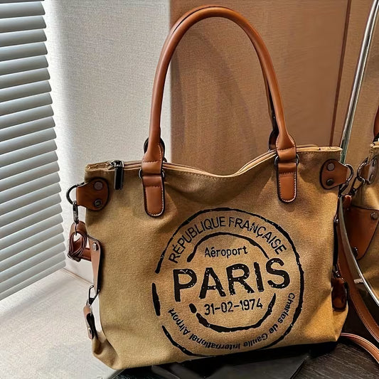 Large Capacity Canvas Tote Bag with Adjustable Strap