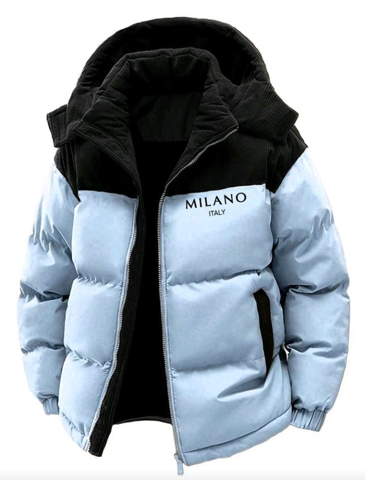 Men's Autumn/Winter Color Block Thickened Warm Outdoor Sports & Casual Hooded Padded Coat