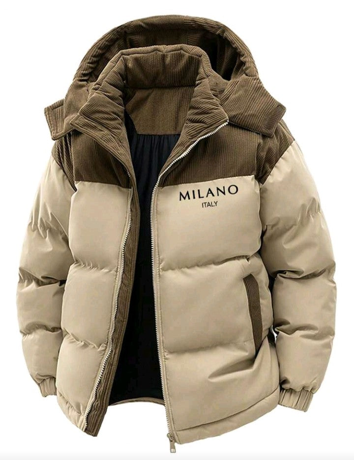 Men's Autumn/Winter Color Block Thickened Warm Outdoor Sports & Casual Hooded Padded Coat