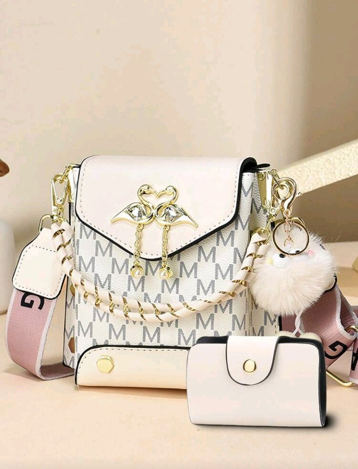 2pcs Fashion Set Mini Phone Bag - Stylish Printed Shoulder Bag And Crossbody Bag